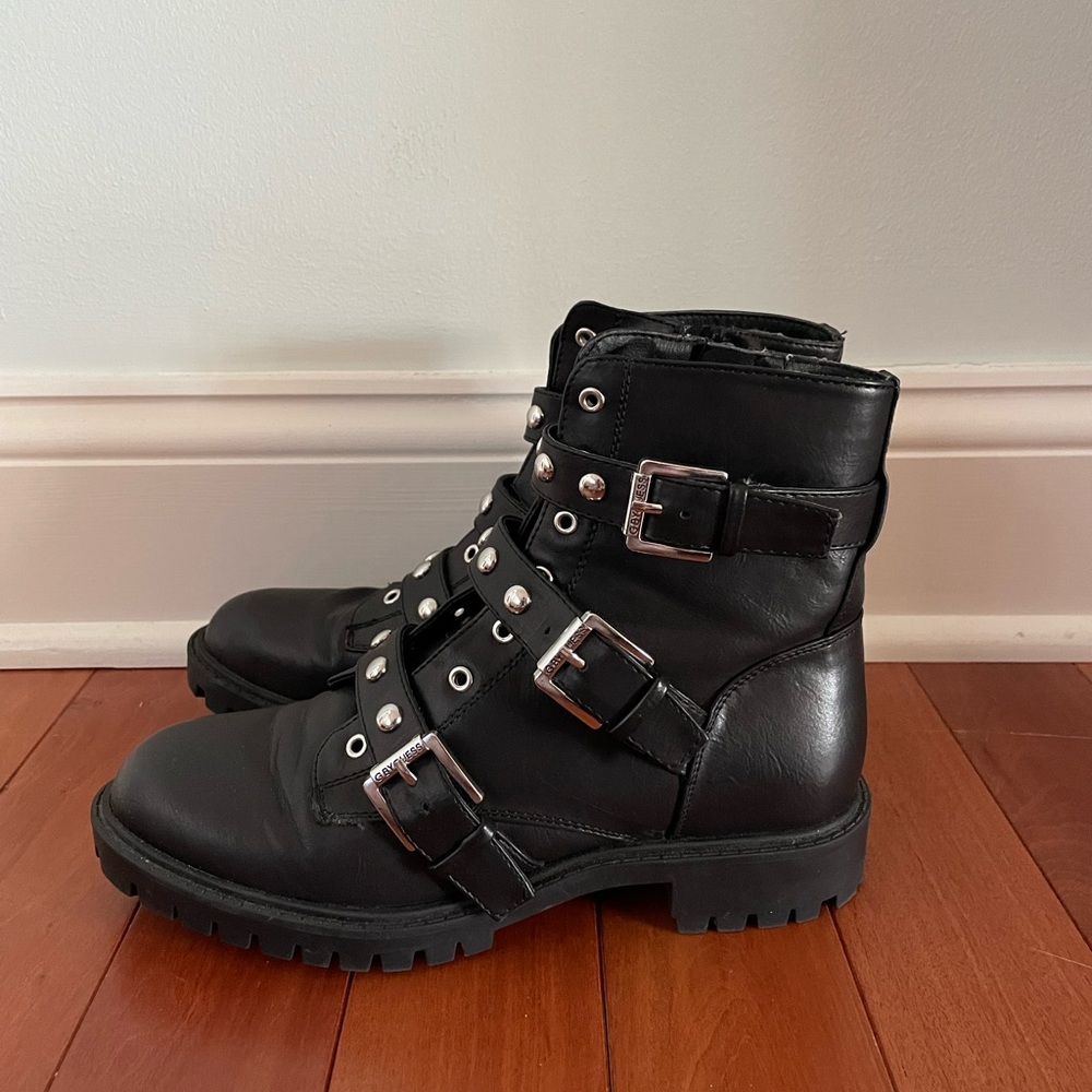 Guess Black Combat Boots Size 6.5